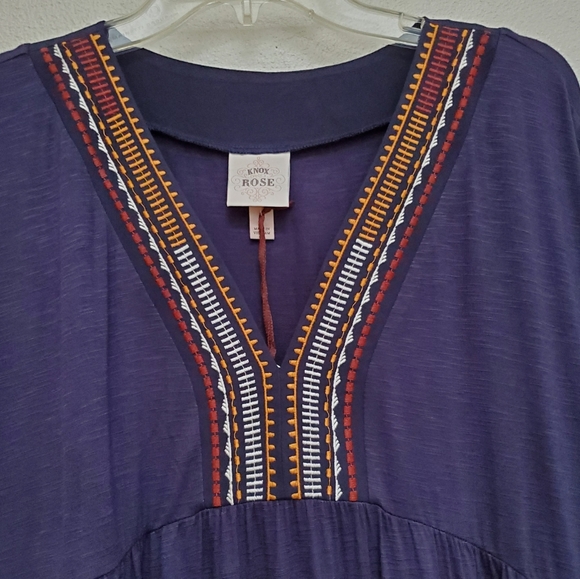 Knox Rose V Neck Navy Blue Short Sleeves Top - Picture 4 of 10